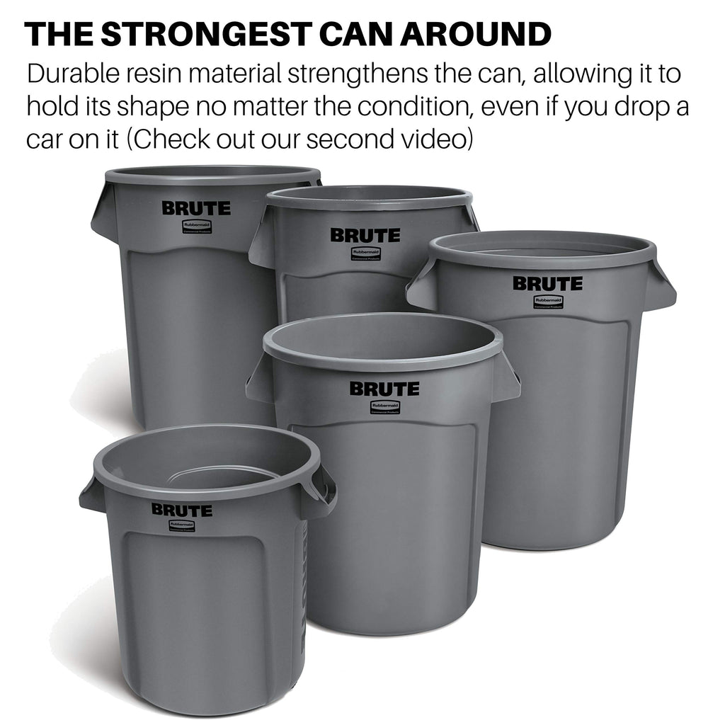 BRUTE Trash Can, Gray, 10-Gal, Pack of 6