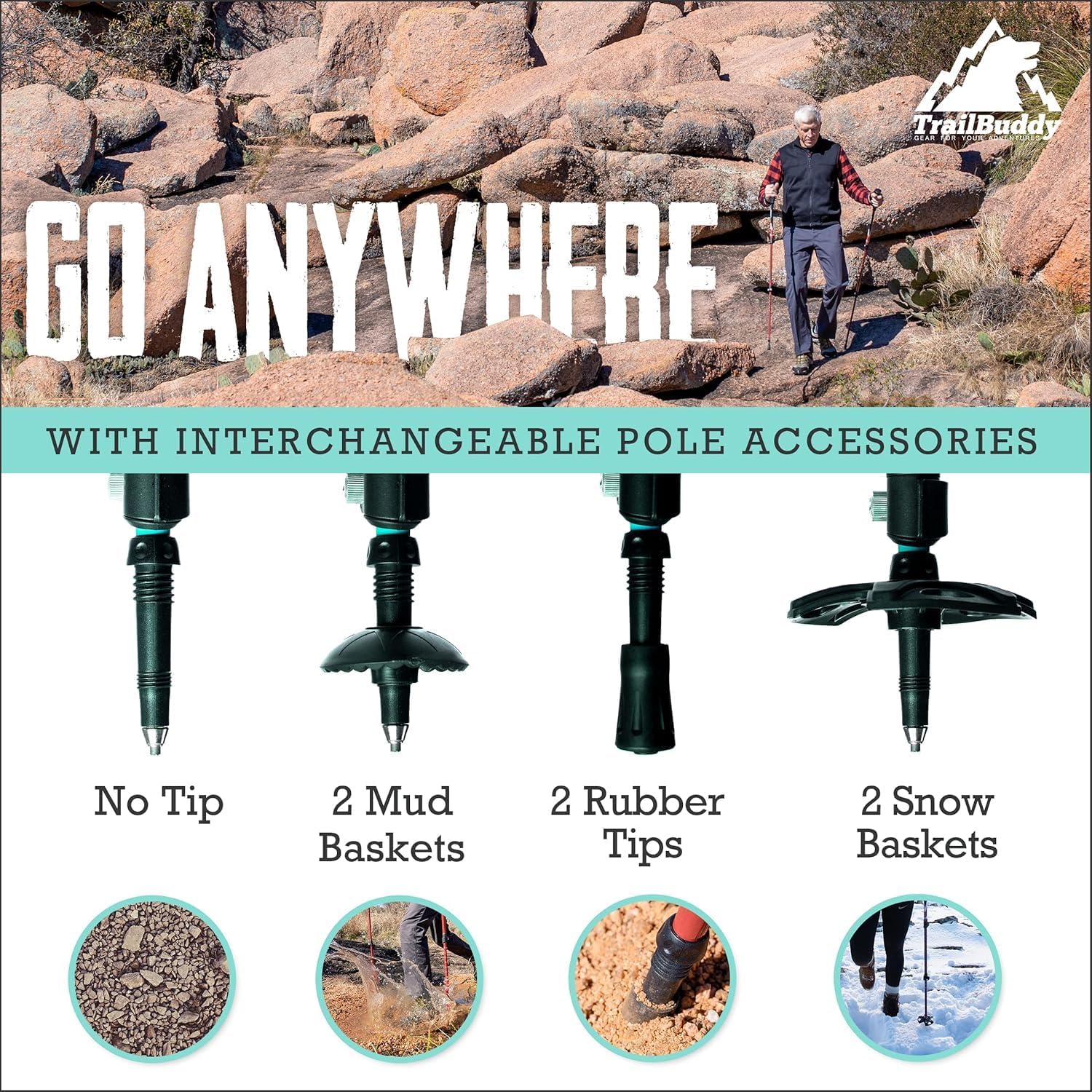 Trekking Poles – Lightweight 7075 Aluminum Hiking Poles for Women, Men & Seniors – Collapsible Walking Sticks for