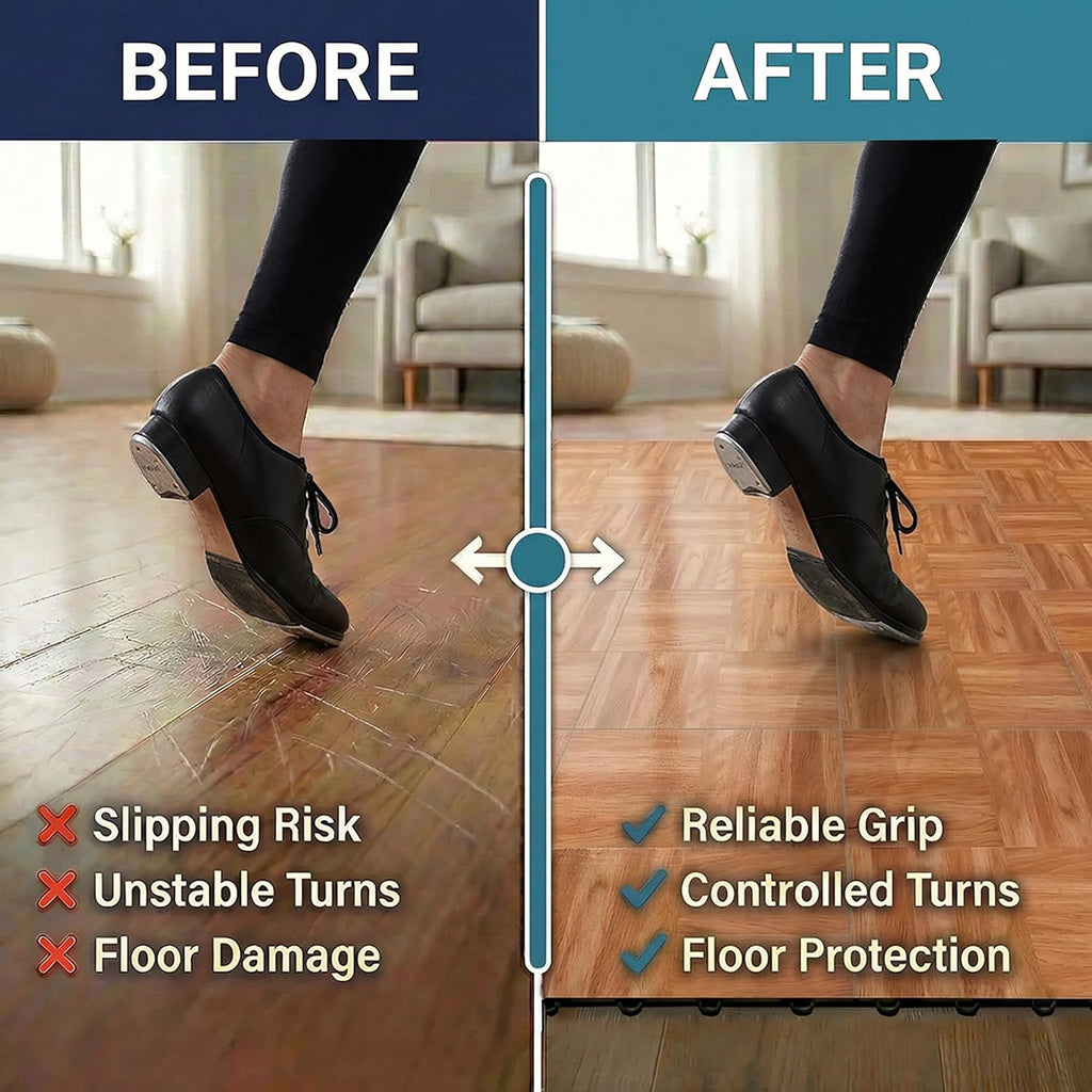 VersaStep by FlooringInc 12 x 12 Inch Interlocking Dance Floor Tiles, Portable Vinyl Dance Floor for Home Practice