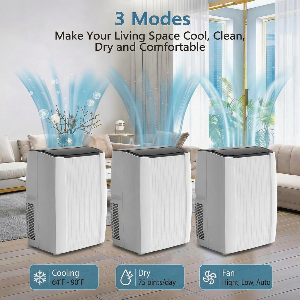 Portable Air Conditioner, 14000 BTU Portable AC Unit with Dehumidifier, Fan and Remote Control, Energy Efficient