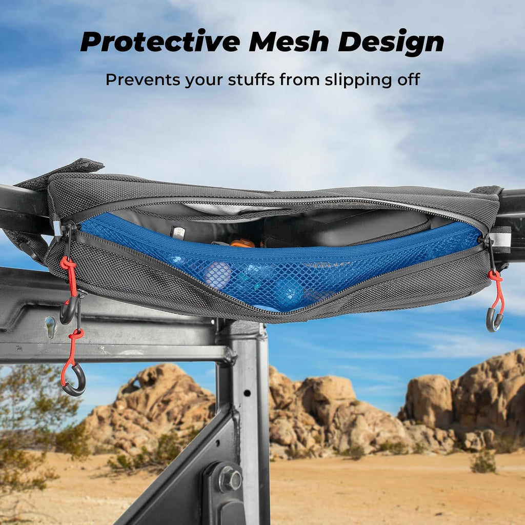 UTV Roll Bar Triangle Storage Bag, Water Resistant Universal Roof/Door/Side Armrest Bag Compatible with Most UTV