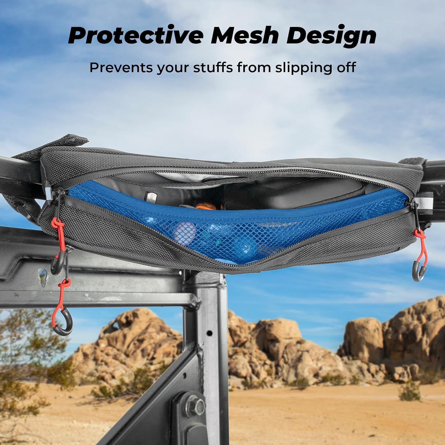 UTV Roll Bar Triangle Storage Bag, Water Resistant Universal Roof/Door/Side Armrest Bag Compatible with Most UTV