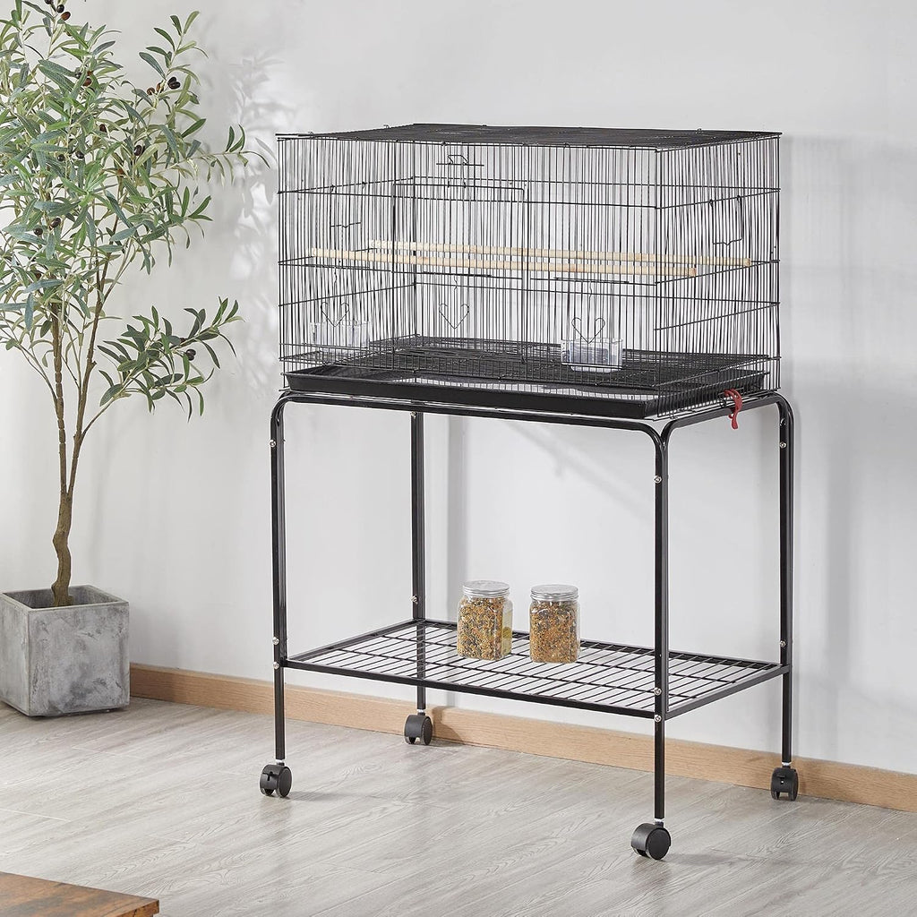 47-inch Rolling Breeding Flight Bird Cages for Parakeets Budgies Finches Cockatiels Conures Lovebirds Canaries