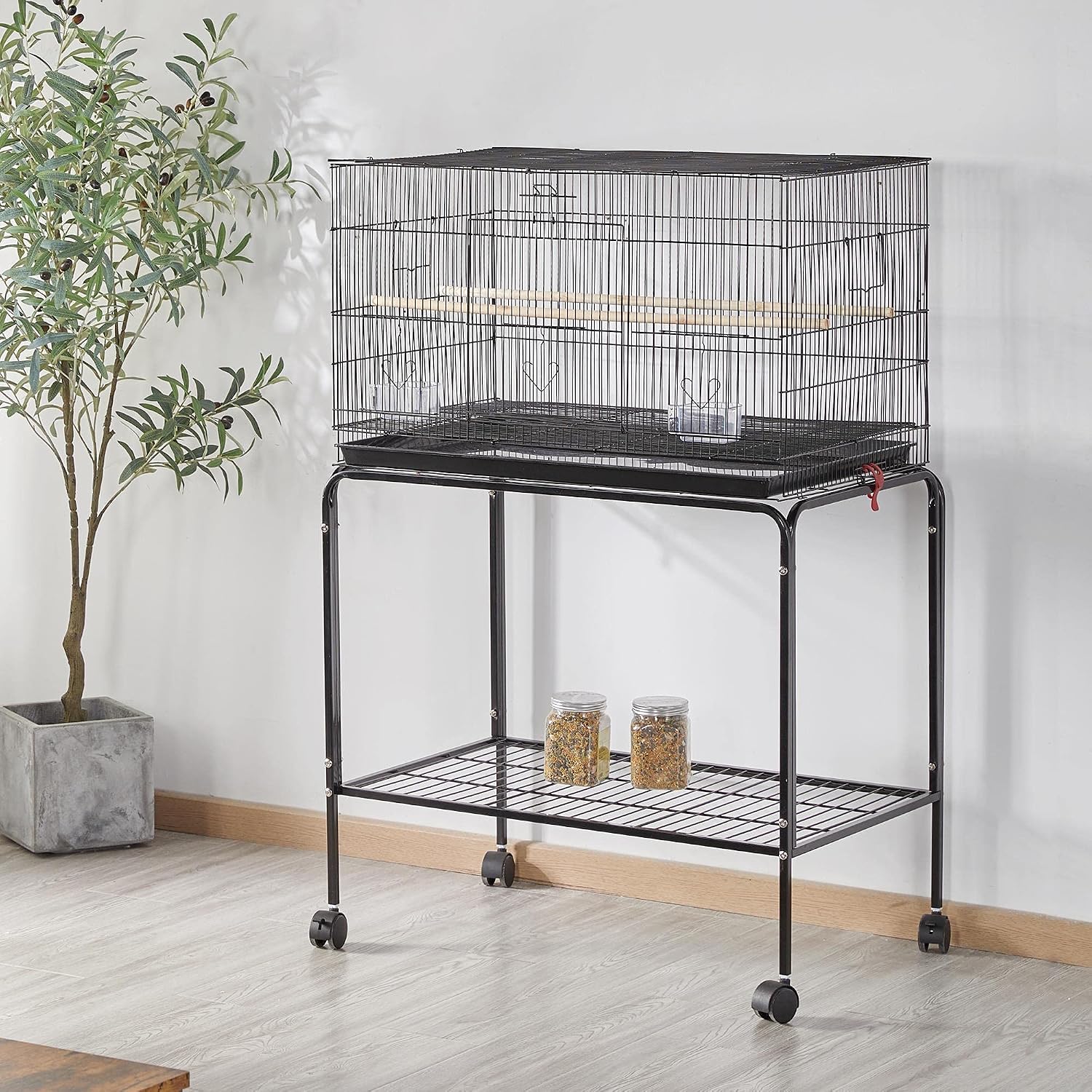 47-inch Rolling Breeding Flight Bird Cages for Parakeets Budgies Finches Cockatiels Conures Lovebirds Canaries