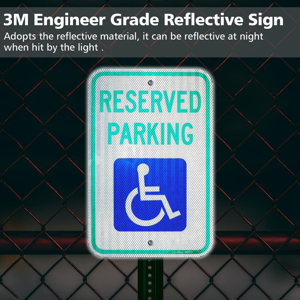 Reserved Parking Sign, 12" x 18" Handicap Parking Sign with ADA Accessibility Symbo, Engineer Grade Reflective