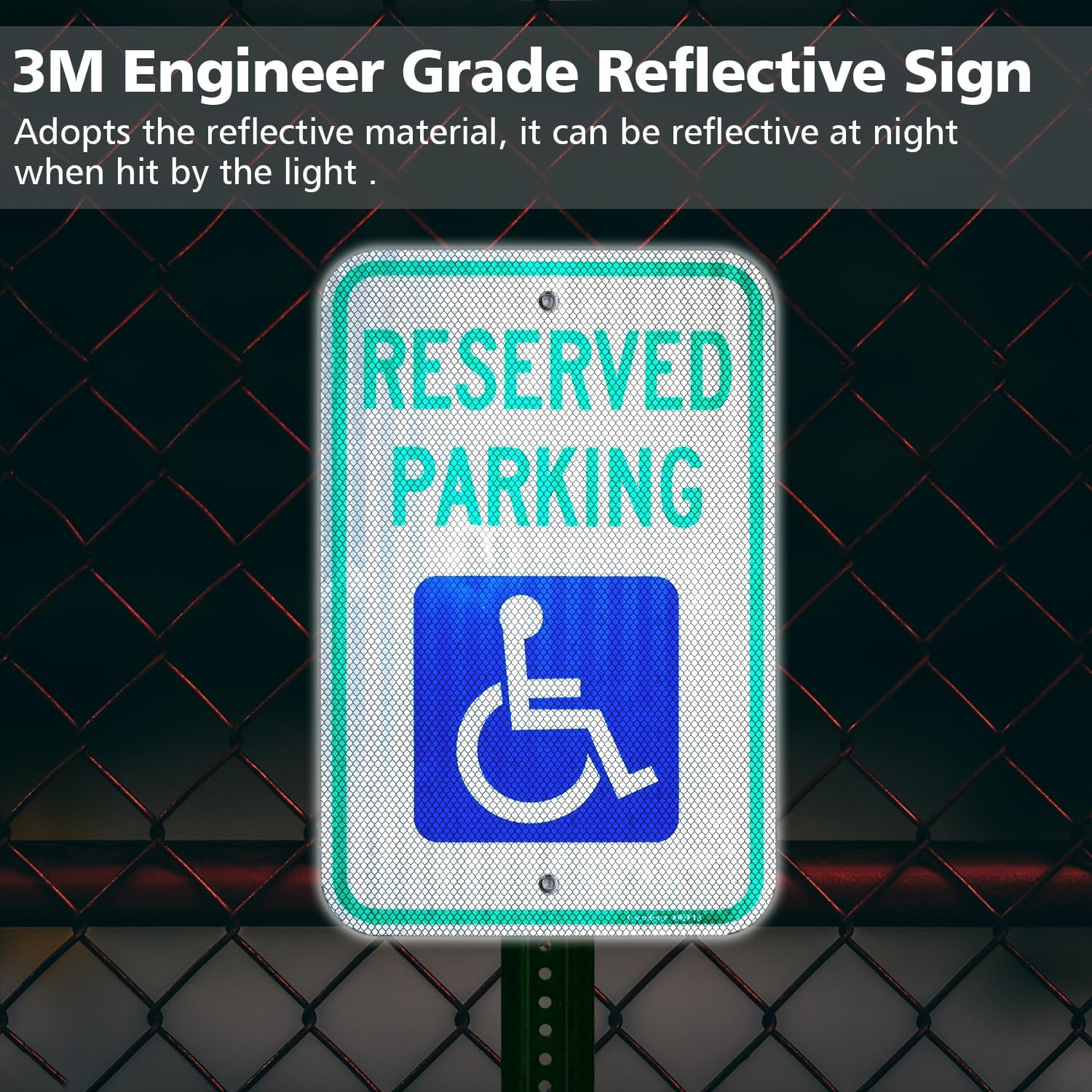 Reserved Parking Sign, 12" x 18" Handicap Parking Sign with ADA Accessibility Symbo, Engineer Grade Reflective