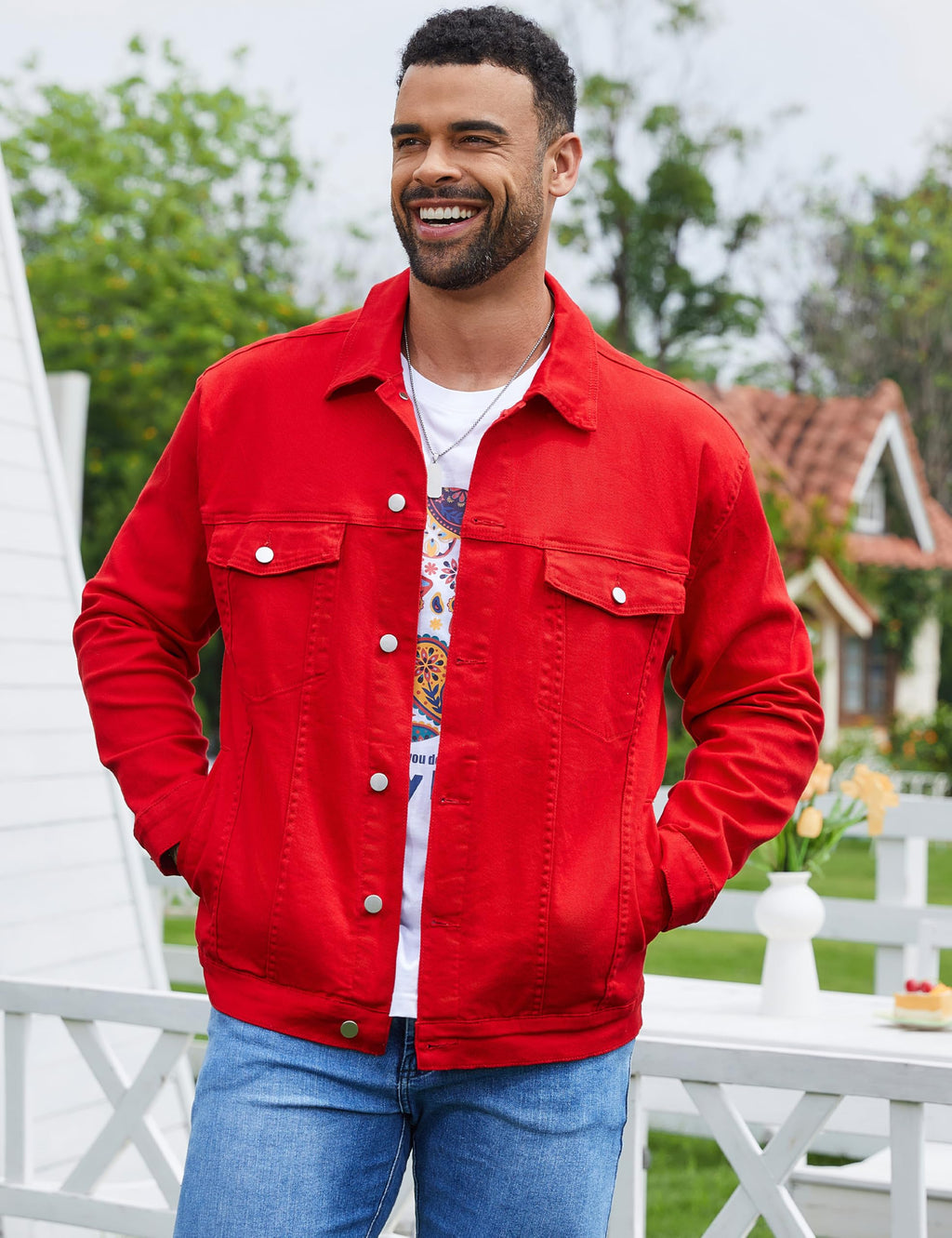 Denim Jackets for Men Trucker Jean Jacket Unlined Coats L