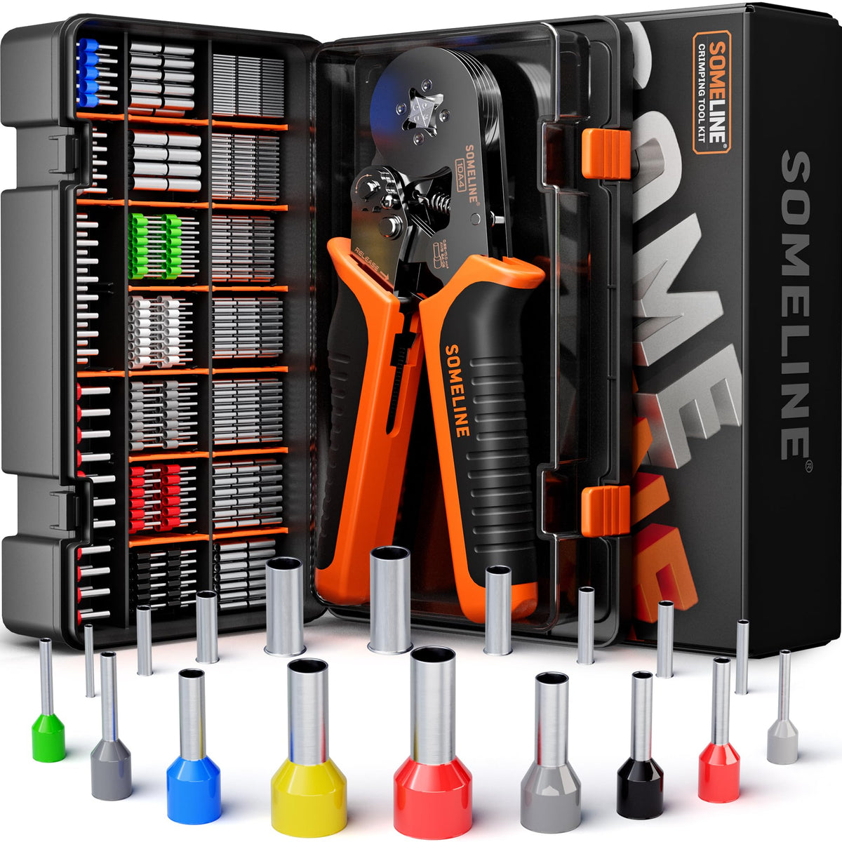 SOMELINE Ferrule Crimping Tool Kit, 24-8 AWG Crimper 18 Sizes Wire Ferrules
