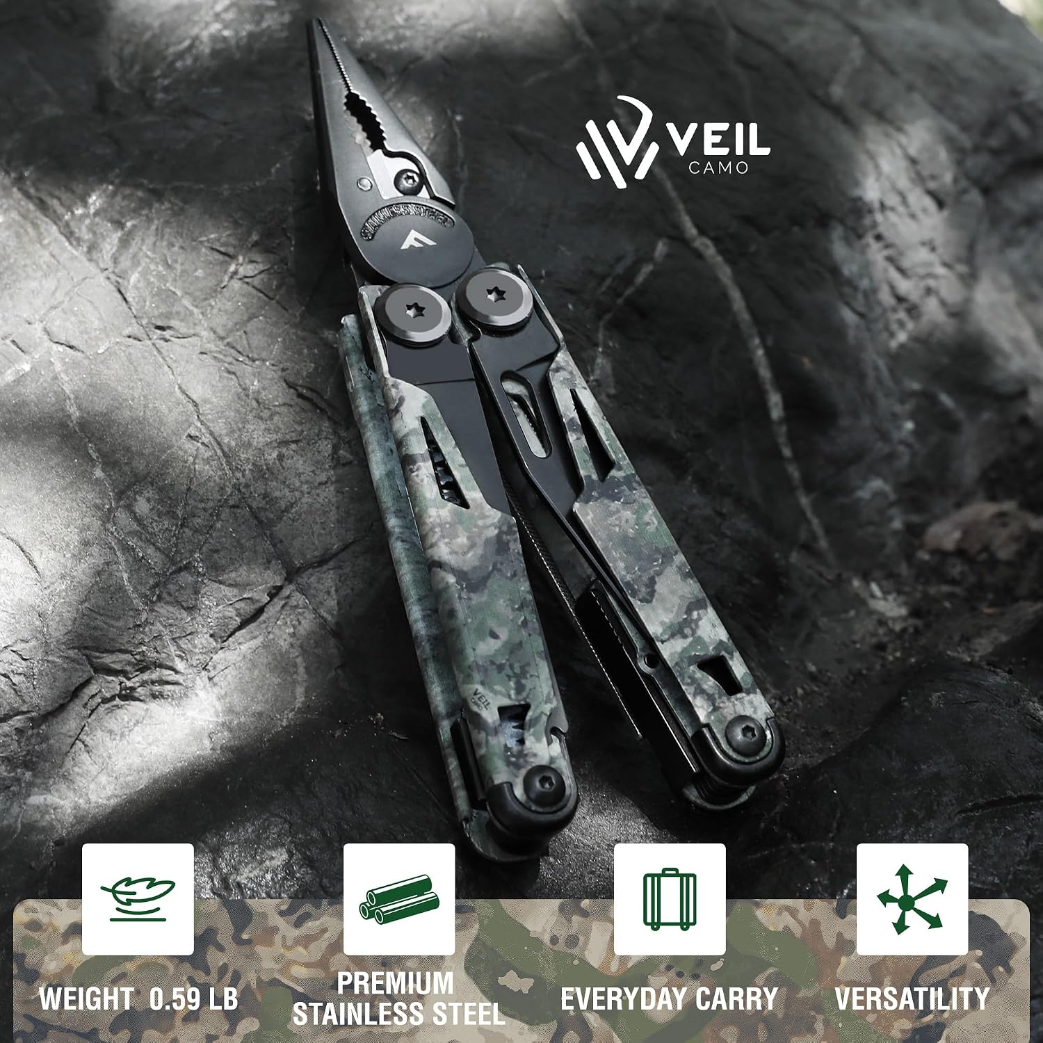 15-in-1 EDC Multitool Pliers with Sheath, Pocket Knife | Stainless Steel with Knife, Saw and Screwdrivers. Nylon