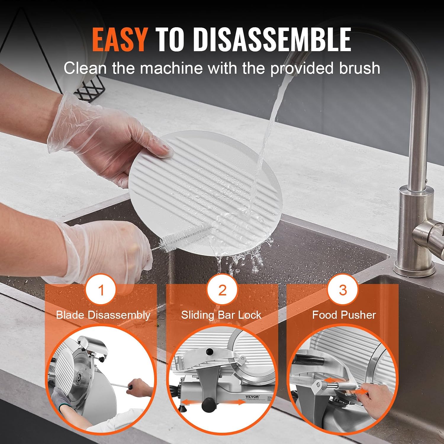 Meat Slicer, 340W Electric Deli Food Slicer with 10" SUS420 Stainless Steel Blade and Built-in Sharpening Stone