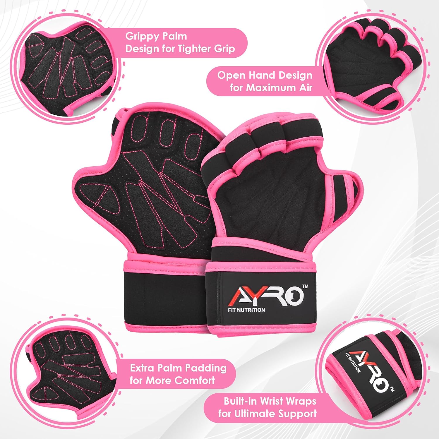 Workout Gloves for Men & Women, Gym Gloves for Men, Weight Lifting Gloves with 15" Wrist Wraps & Support, Breathable