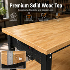 60 Inch 2-Tier Adjustable Workbench, 2600 LBS Heavy Duty Garage Table