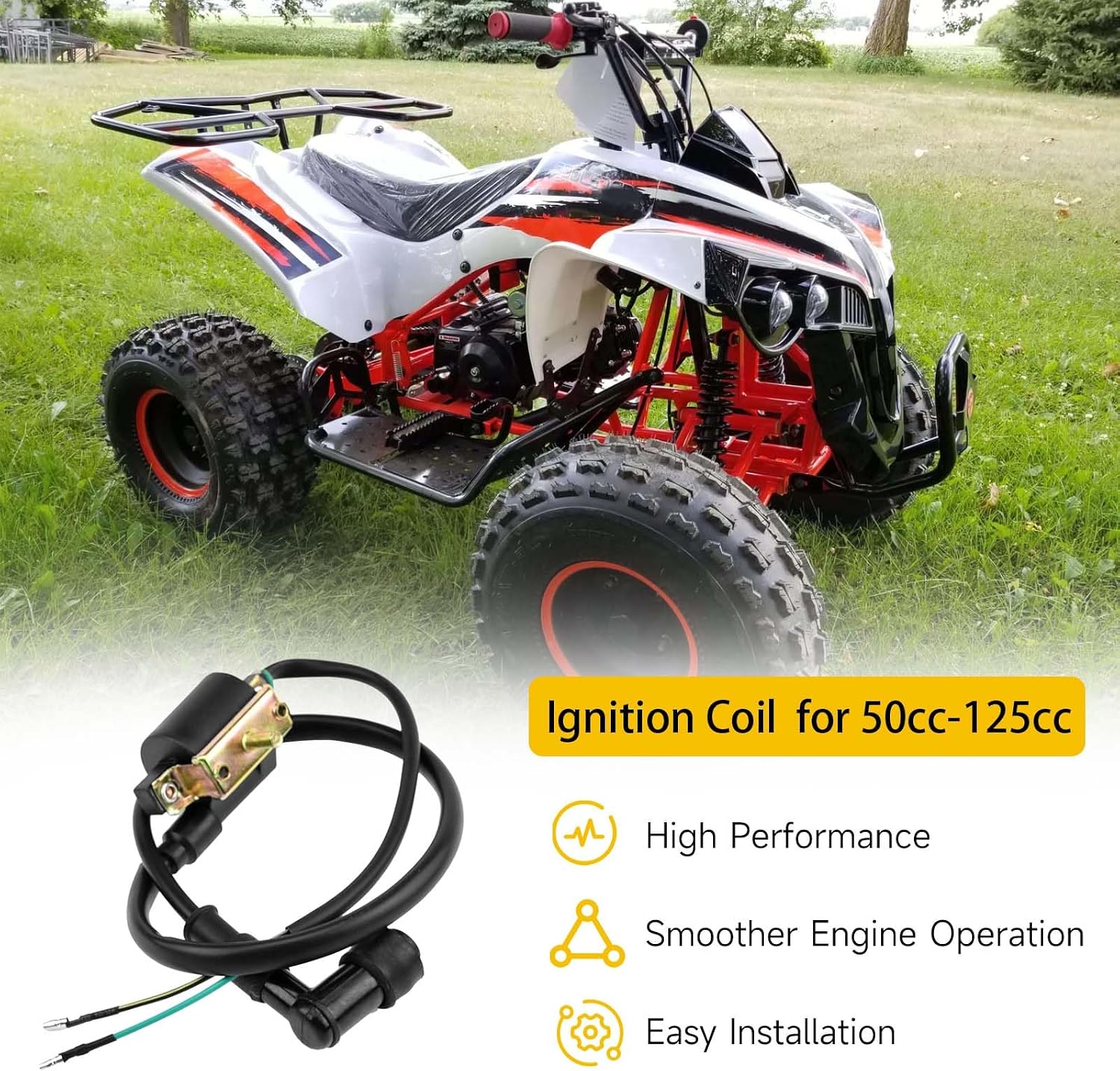 Ignition Coil and A7TC Spark Plug for Coolster 125cc 110cc 90cc 70cc 50cc Taotao DB10 Cheetah Roketa Baja Kazuma