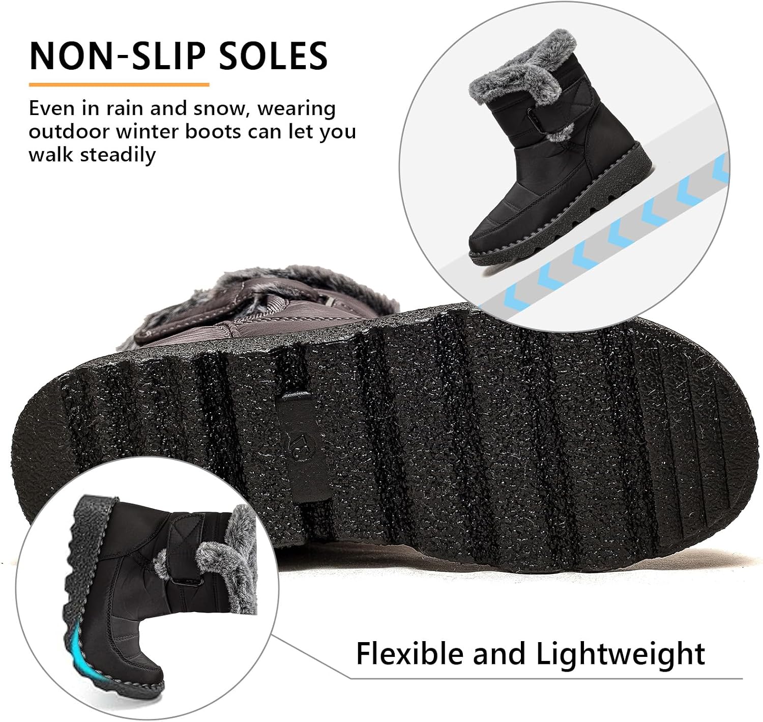 Snow Boots,Waterproof,Warm Plush Lined Mid-Calf Winter Boots with Non-Slip Outsole for Cold Weather