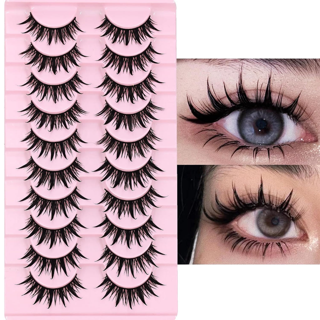 10 Pairs Manga lashes Cosplay Eyelashes Wet Look Japanese Style Makeup 16mm Thick Mink Eyelash Extension Masquerade