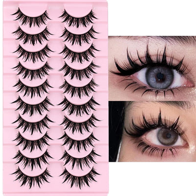 10 Pairs Manga lashes Cosplay Eyelashes Wet Look Japanese Style Makeup 16mm Thick Mink Eyelash Extension Masquerade
