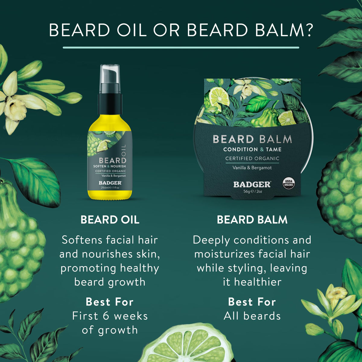 Organic Beard Oil, Babassu & Jojoba, 1 fl oz