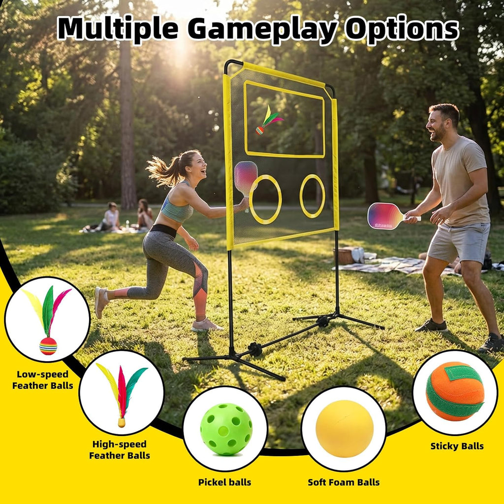 Indoor Paddle Game with Net, Portable Pickleball Set with Net for Family or Solo Fun, All in One Outdoor Sports