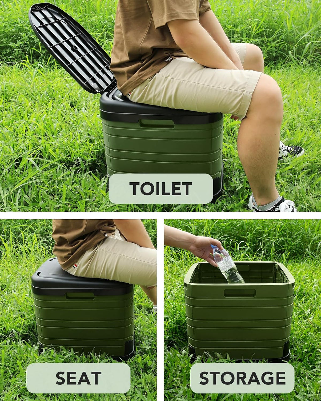XXL Portable Toilet for Adults, Upgraded Camping Toilets Collapsible Toilet Extra Large 16.7-inch High Porta Potty