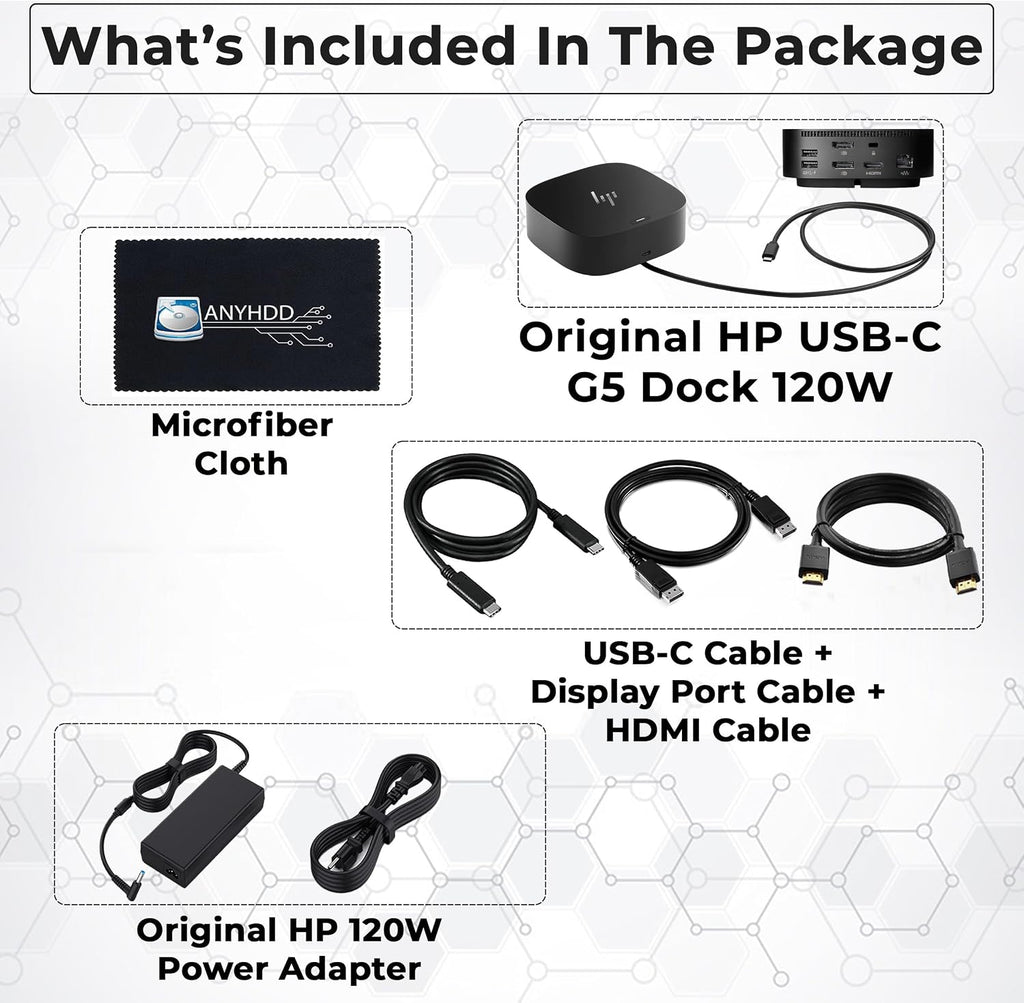 HP USB-C Dock G5 and Charging Bundle - HP Docking Station Dual Monitor 5TW10AA / 5TW10UT / 5TW10AA#ABB with 120W