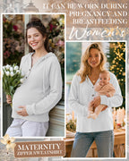 Women's Nursing Hoodies Breastfeeding Shirts M White
