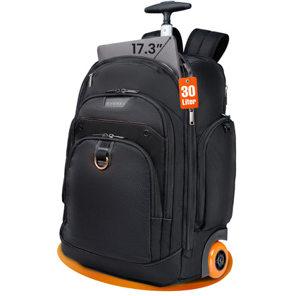Atlas Wheeled 2 Laptop Rolling Backpack for Men & Women, Black - 30L