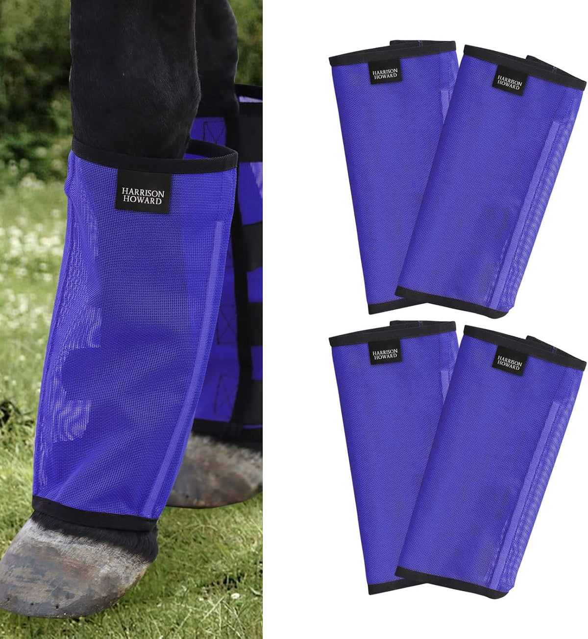 Loose Fitting Fly Boots UV-Protective Extra Tough Mesh Ventilated Four Fasteners Stay-on Design Protect Horse Legs &