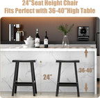 Bar Stools, 24", Black, Set of 2