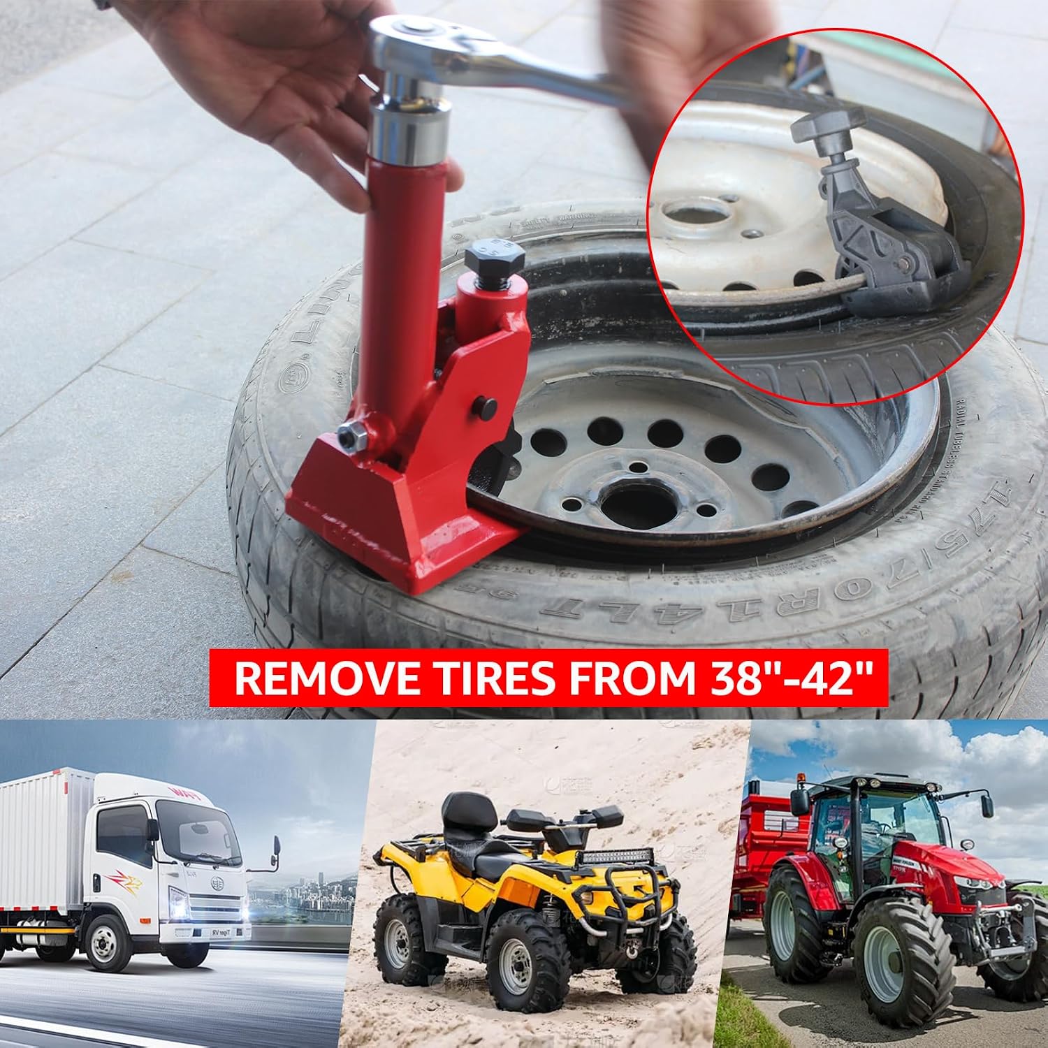 BESTOOL Manual Tire Bead Breaker with Bead Clamp for ATV & Tractor Tires