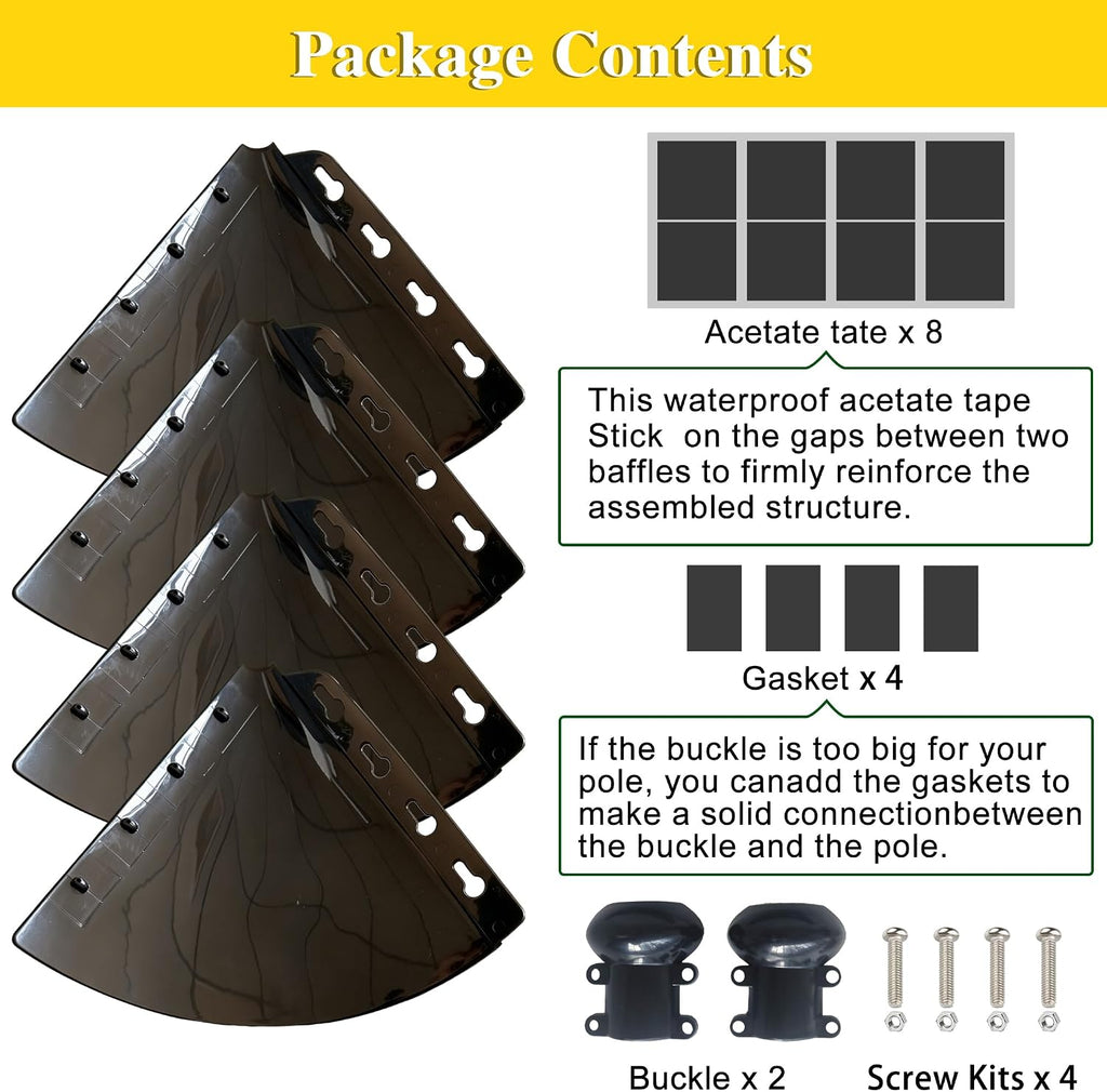 19 Inch Wide Black Squirrel Baffle for Bird Feeder Pole,Squirrel Proof for Outdoor Pole Mount Bird House Guard for