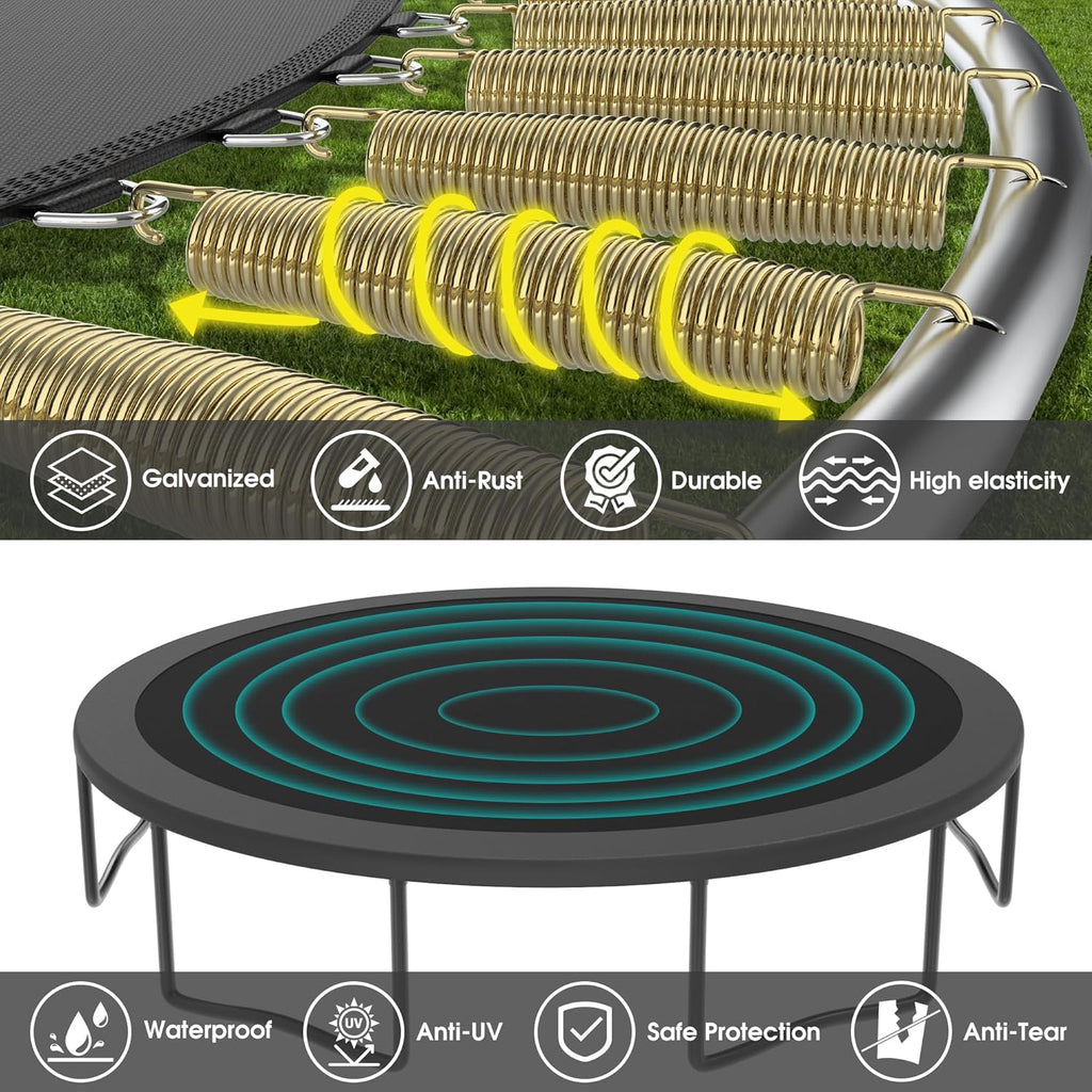 Trampoline Outdoor with Basketball Hoop and Enclosure Net, 1500LBS Backyard Heavy Duty Trampoline ASTM CPC Certified