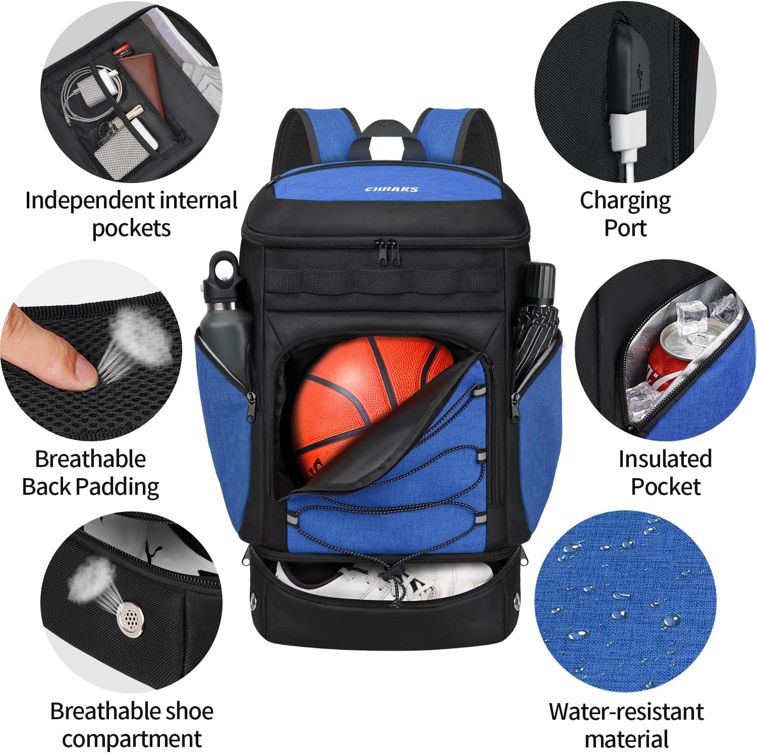 Basketball Backpack Bag Large Sports Bag with Separate Ball holder & Shoes compartment, Best for Basketball