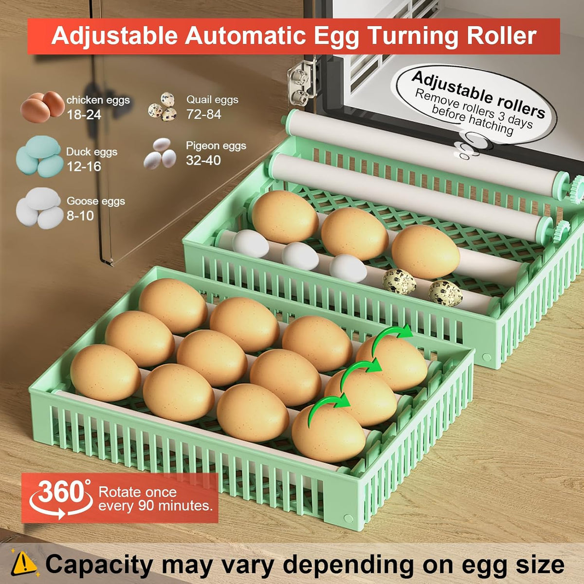 Egg Incubator for Hatching 24 Chicken Eggs |84 Quail Eggs