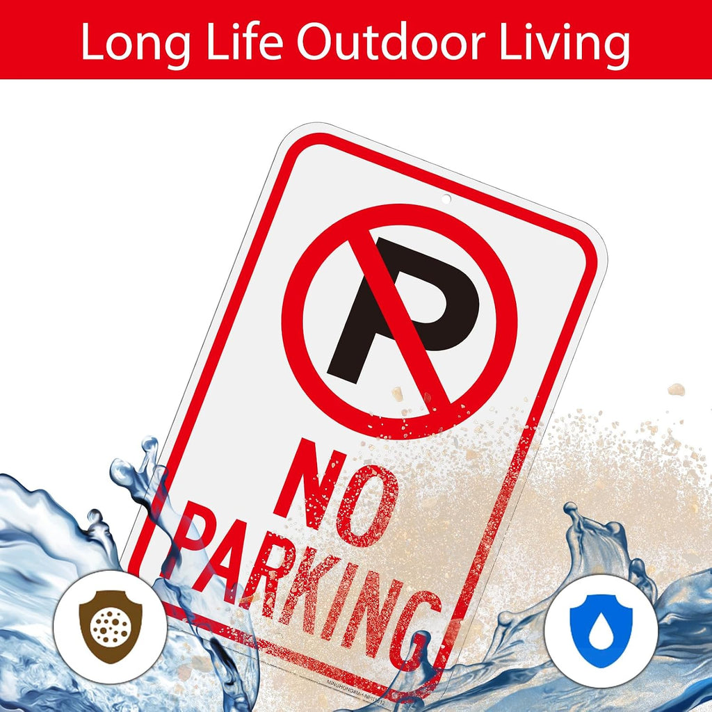 Large No Parking Sign-4 Pack 12" x 18" Aluminum No Parking with Symbol Signs, Reflective, UV Protected, Rust Free