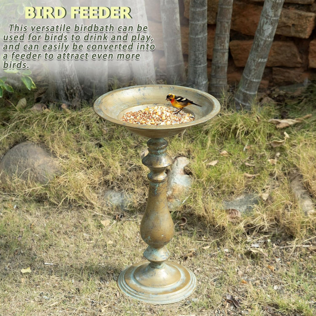 19"H Antique Pedestal Bird Bath for Outside ,Outdoor Garden Bird Bath