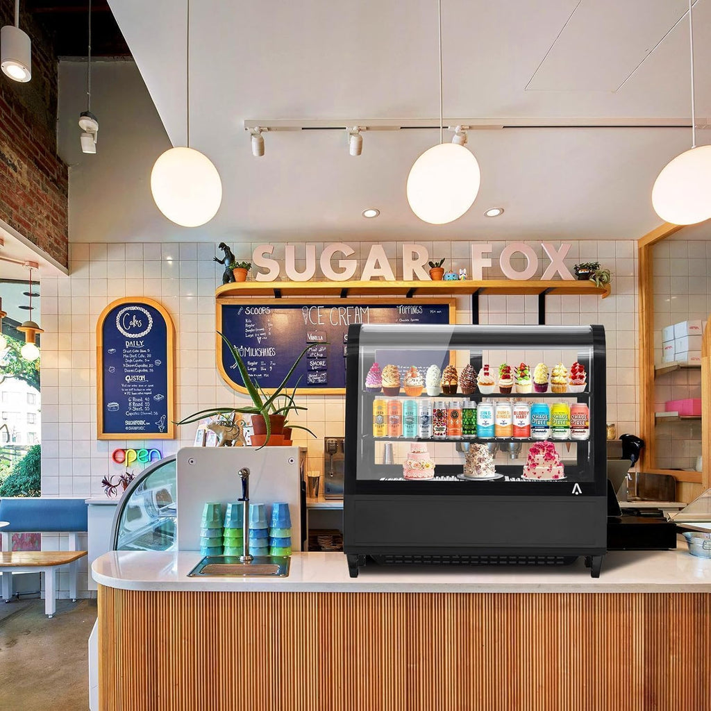 Commercial Display Refrigerator, 3.5 Cu.Ft Refrigerated Display Case with Adjustable Shelves and LED Lighting