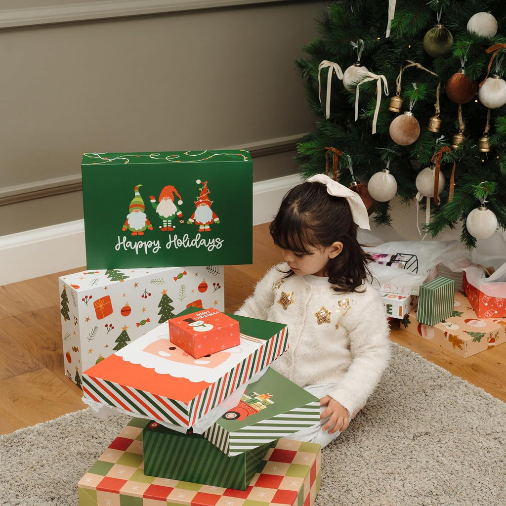 Beautiful Christmas Gift Boxes Set of 15 - Holiday Present Boxes for Shirts