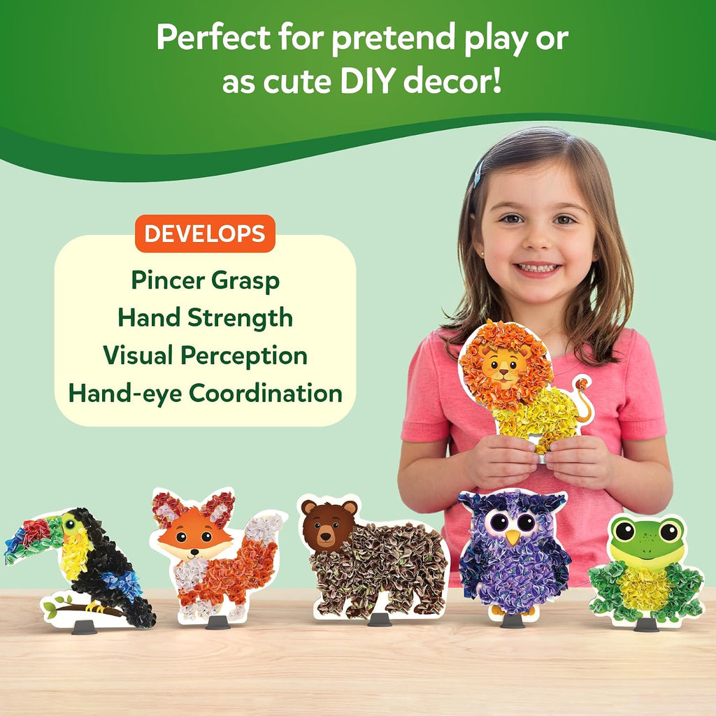 Poke-in Art – Animals, Mess-Free DIY Wood Craft Kit for Kids | Creative Fine Motor Activity, Pretend Play & Room
