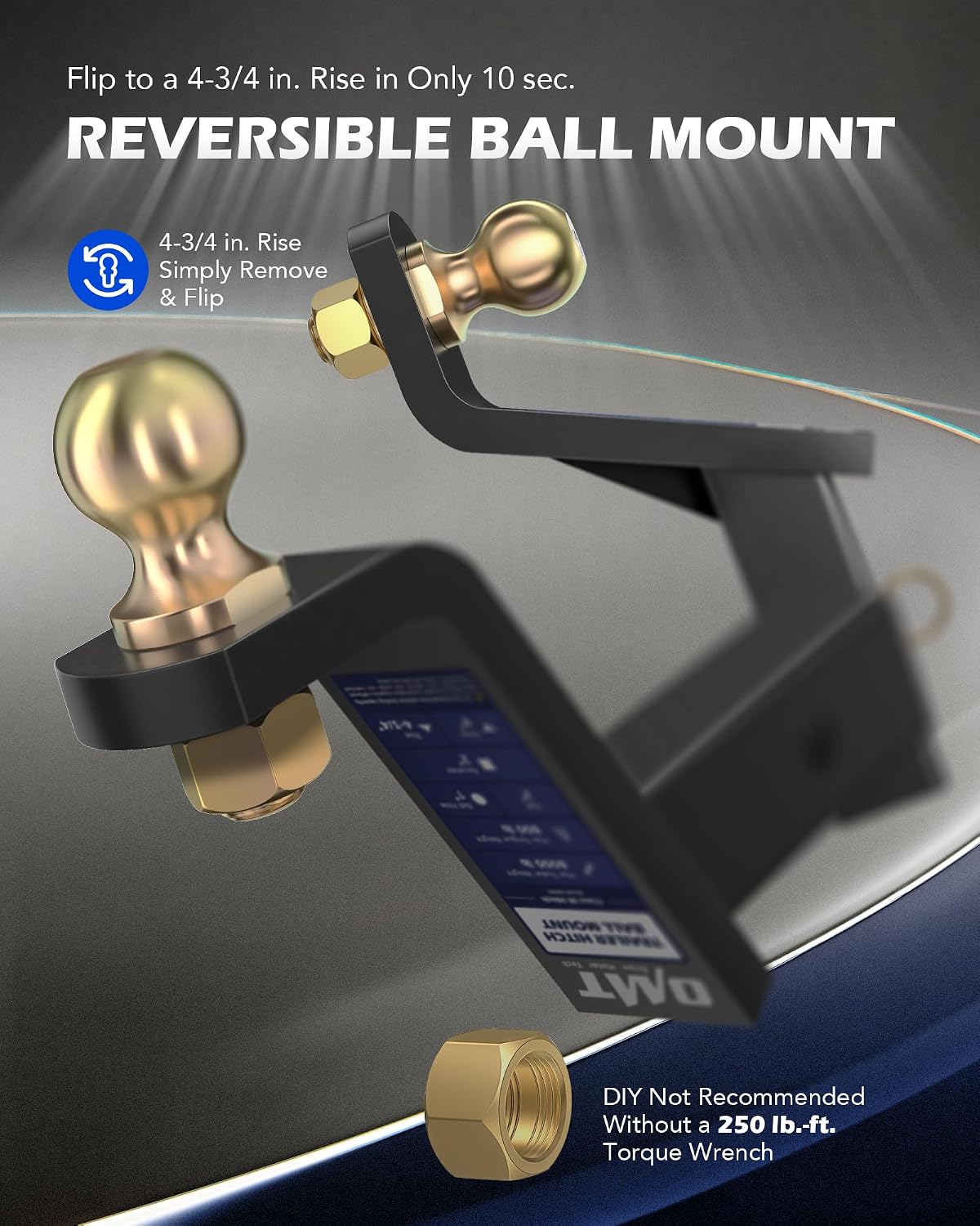 OMT Trailer Hitch Ball Mount, 2" Receiver, 6" Drop, 8000 lb Capacity