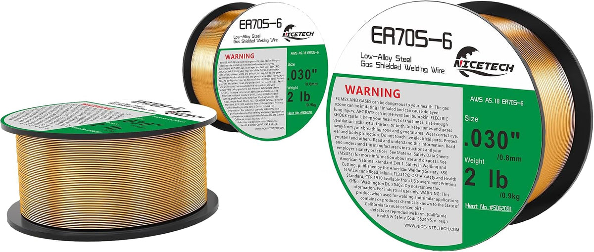 MIG Solid Welding Wire, Carbon Steel, ER70S-6 (3PK, .030" 2LB)