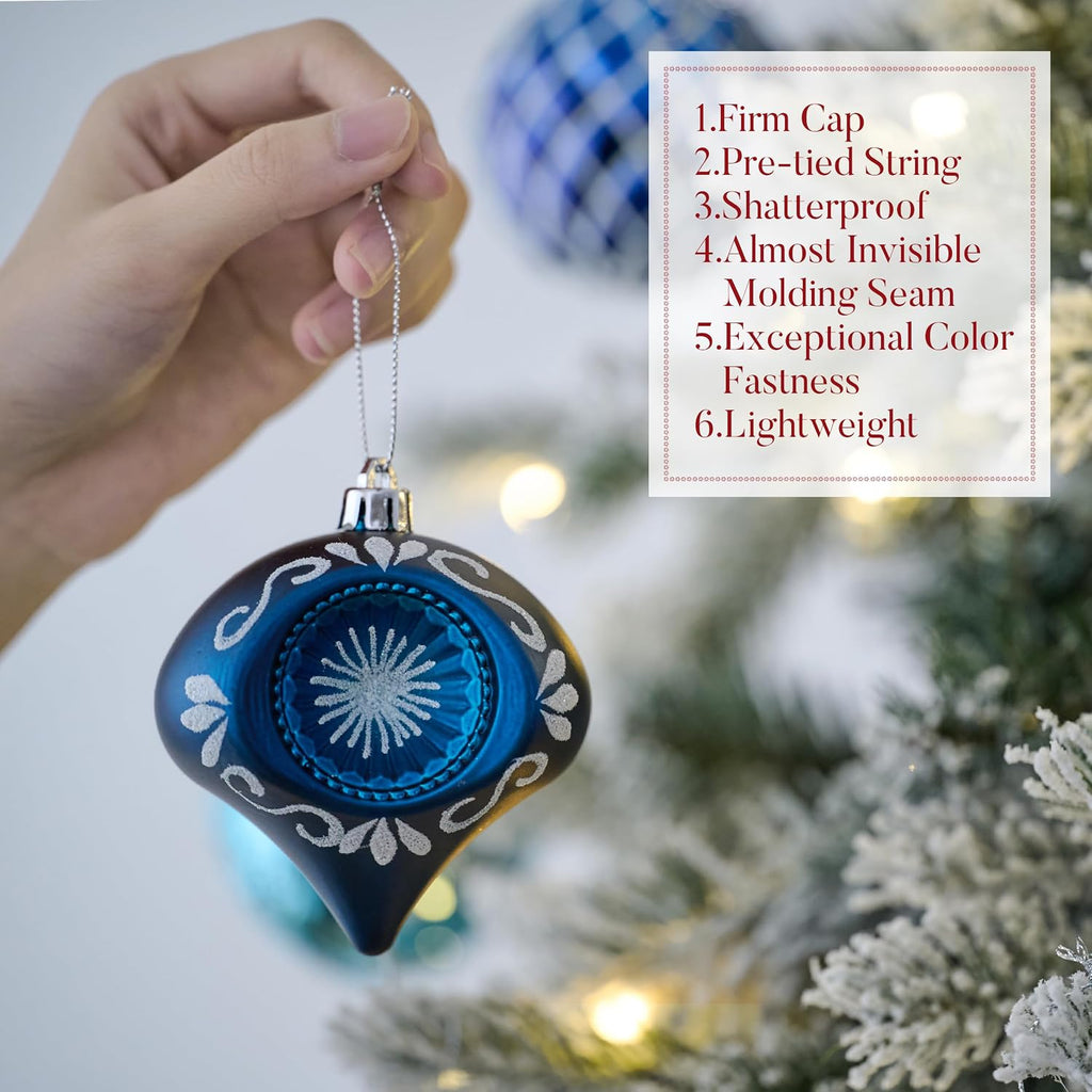 Christmas Ornaments Set, 70ct Navy Blue and Silver Shatterproof Christmas Tree Decorations Ball Ornaments Bulk