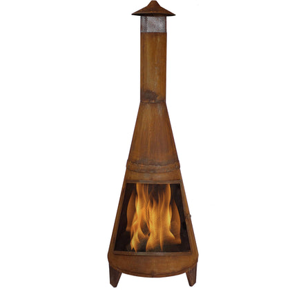 Sunnydaze 70" Large Chiminea Outdoor Fireplace, Wood Burning, Metal, Rustic