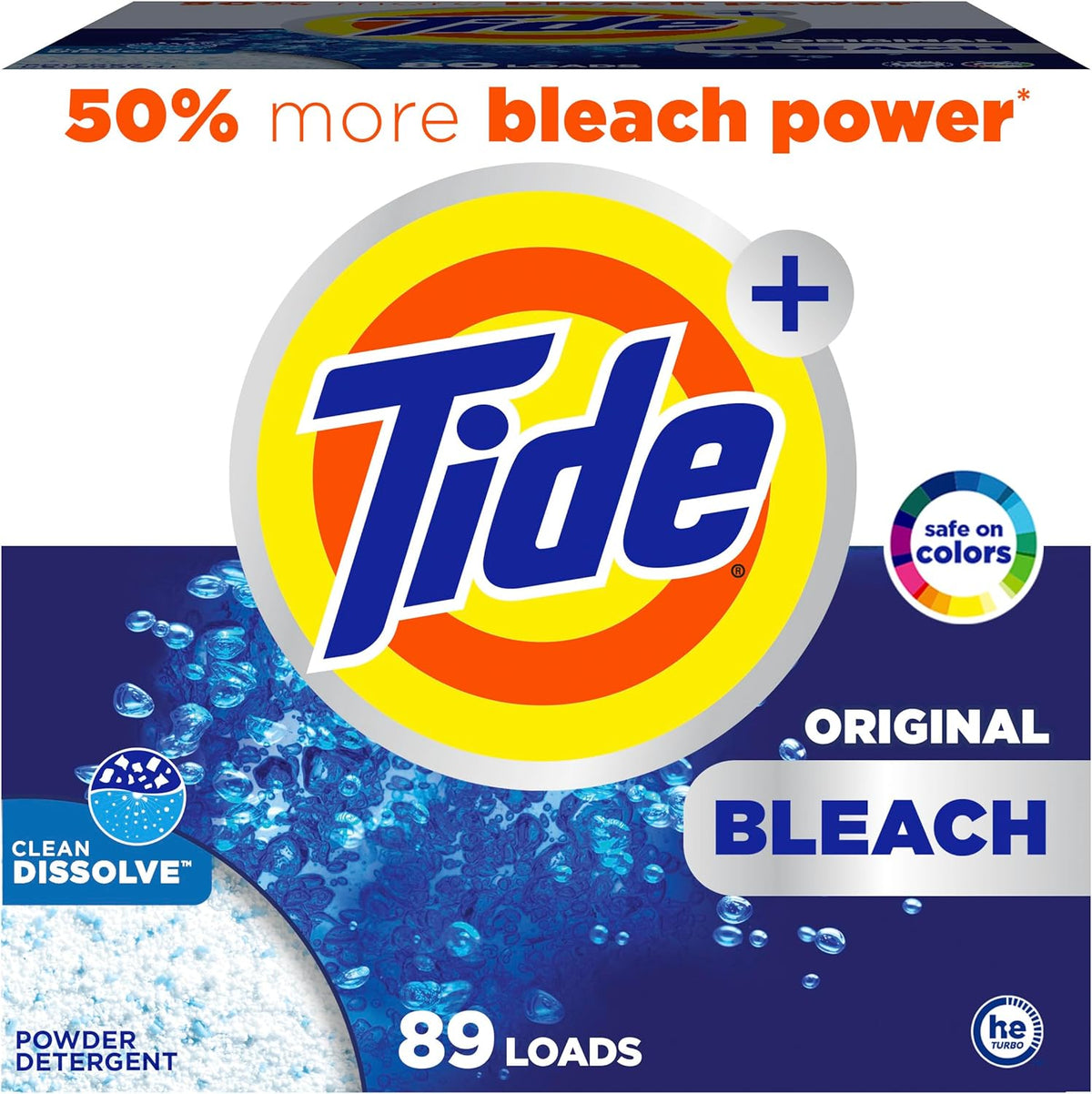 Powder Laundry Detergent with Bleach, Original Scent, 89 Loads, 129 oz