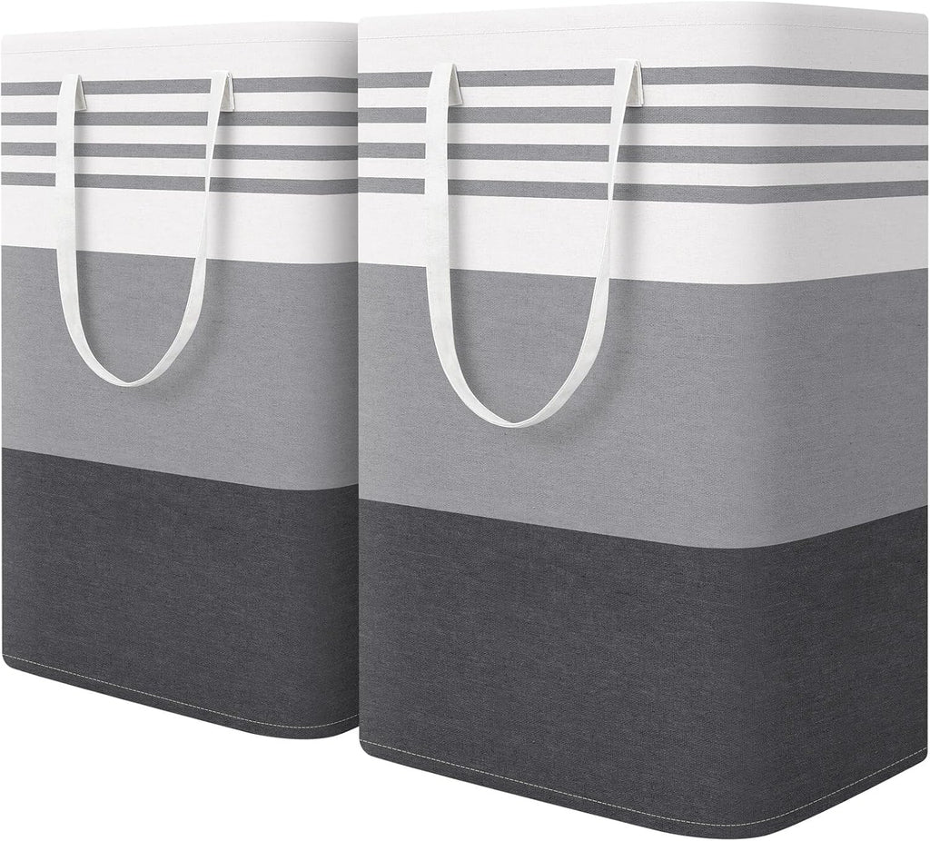 2 Pack Laundry Baskets, Collapsible Dirty Clothes Laundry Hampers | with Reinforced Handles, Waterproof Coating, 2