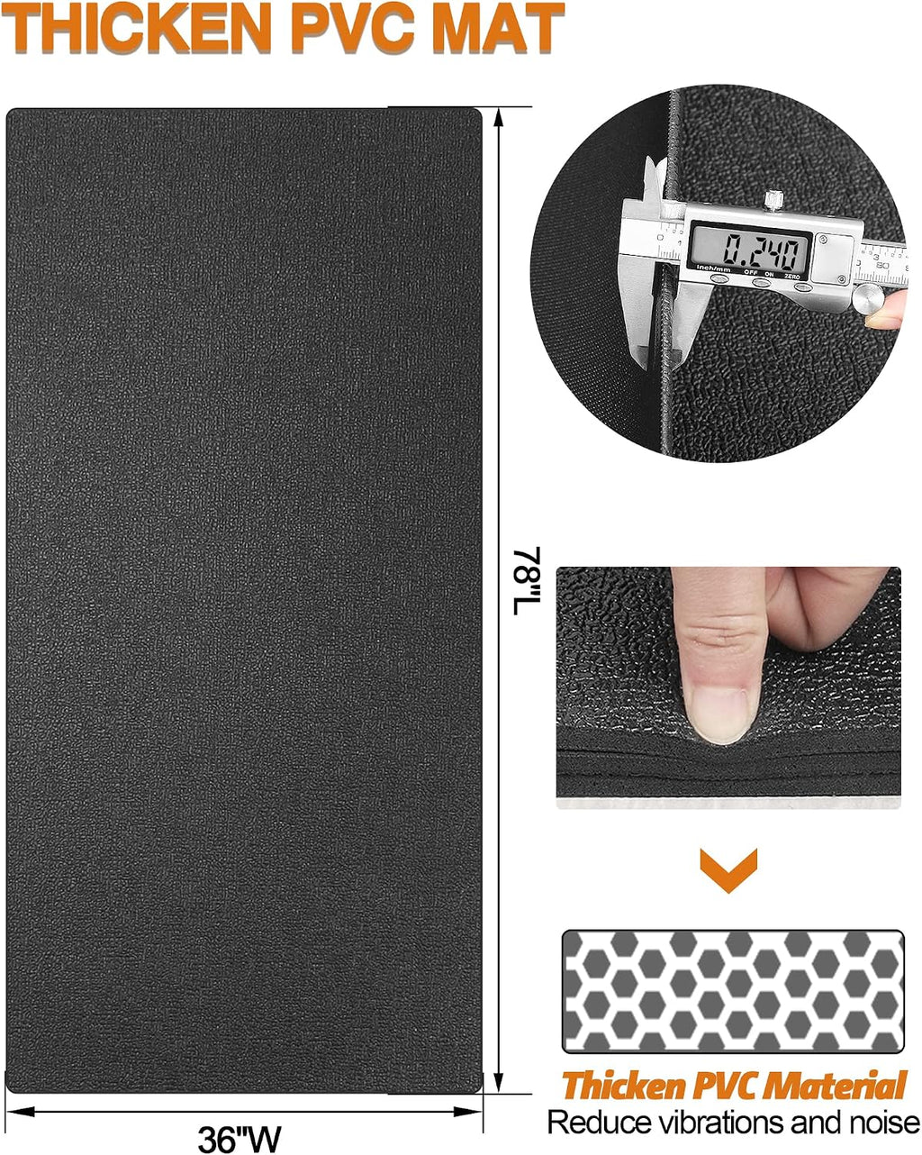 Treadmill Mat 78"x36", WERCHO Walking Pad Mat for Carpet Hardwood Floors 6mm Heavy-Duty Exercise Equipment Mat for