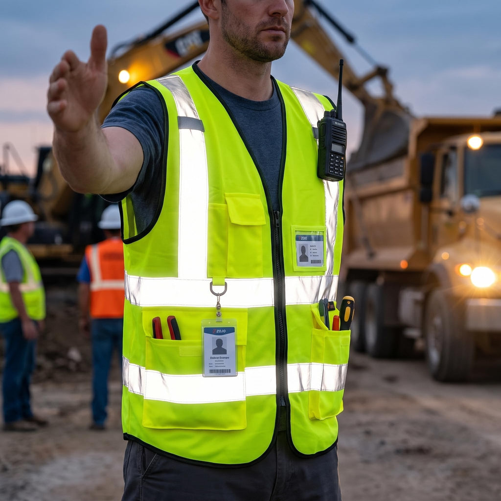 High Visibility Reflective Safety Vest with Multi Pockets 10 Pack Bulk