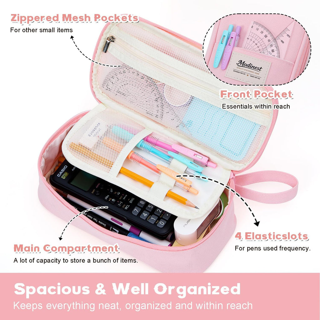 Pencil Case Pouch, Large Capacity Pen Bag Organizer, Cute Aesthetic Pencil Box for Girls Boys Kids, Back to School
