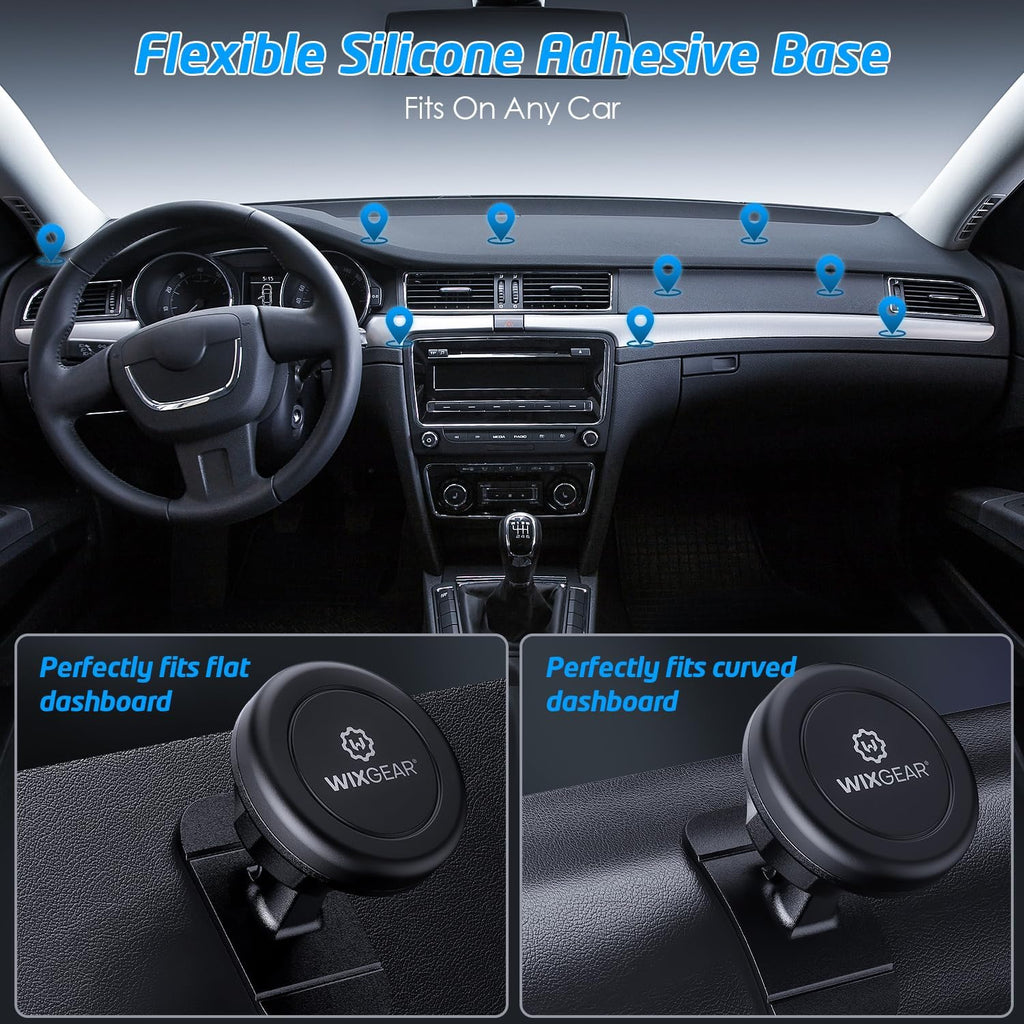 Magnetic Car Mount [2-Pack] - Universal Stick-On Dashboard Magnetic Phone Holder for Car, Strong Magnet Mount for