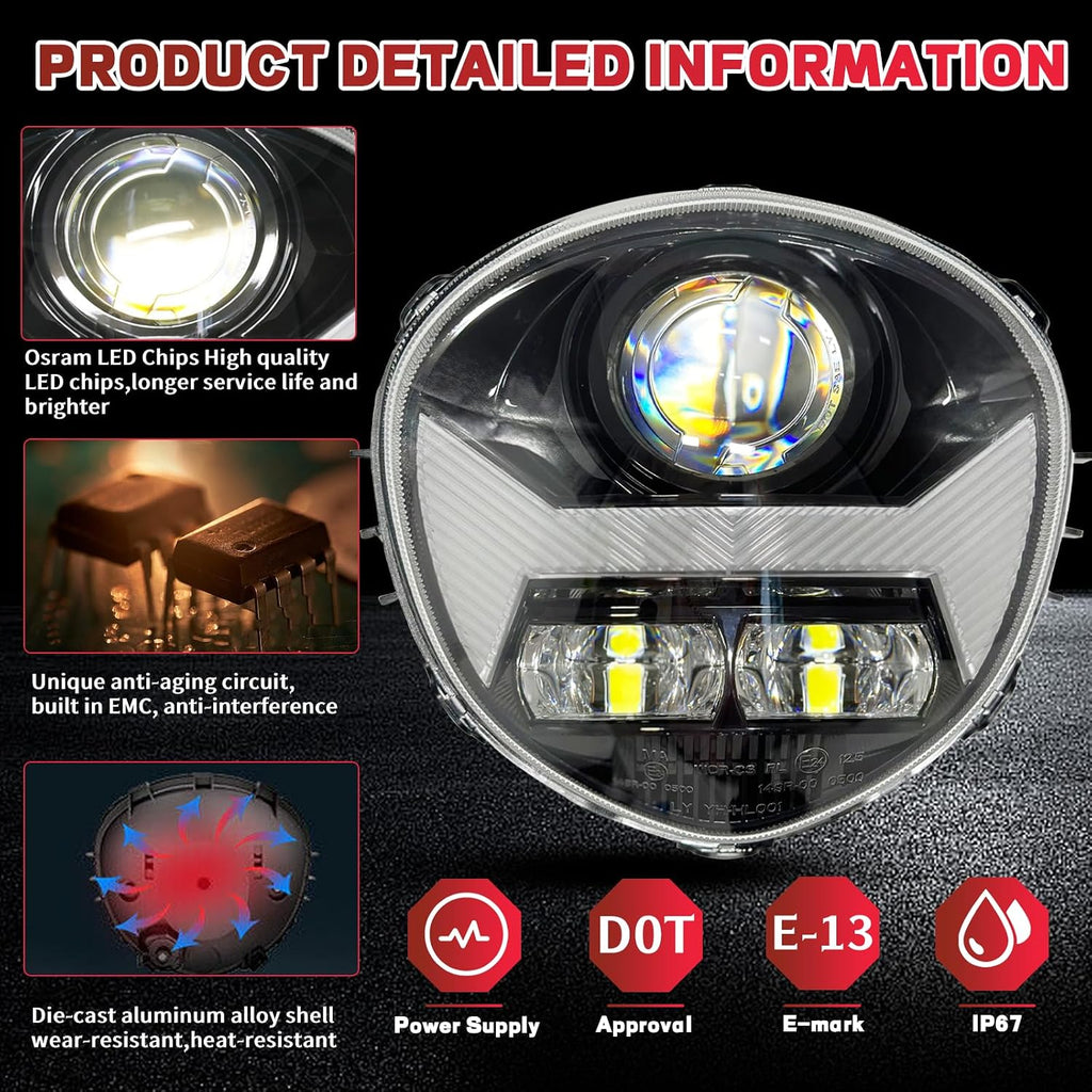 65W Motorcycle LED Headlight for Yamaha V Star 1300 2007-2017