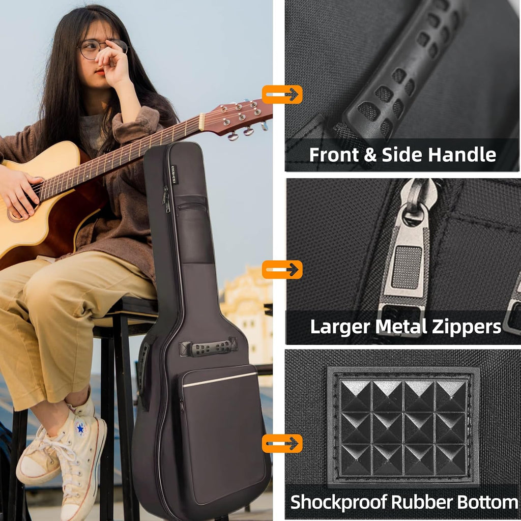 3/4 Size 36 Inch Acoustic Guitar Case Soft, Acoustic Guitar Bag 0.3 Inch Thicken Sponge Padded, Waterproof Gig Bag